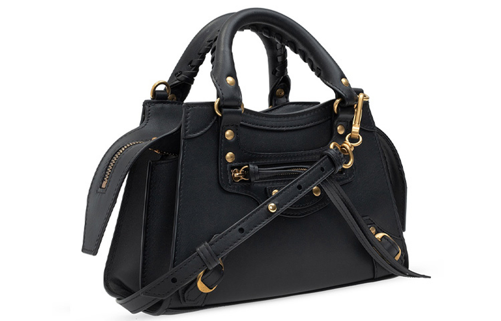 Balenciaga Calfskin One Shoulder Clutch Mini Women"s Black