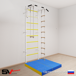 Шведская стенка Sv Sport усиленная 6184 (Турник стандарт/Лестница/Трапеция/Мат 1м)