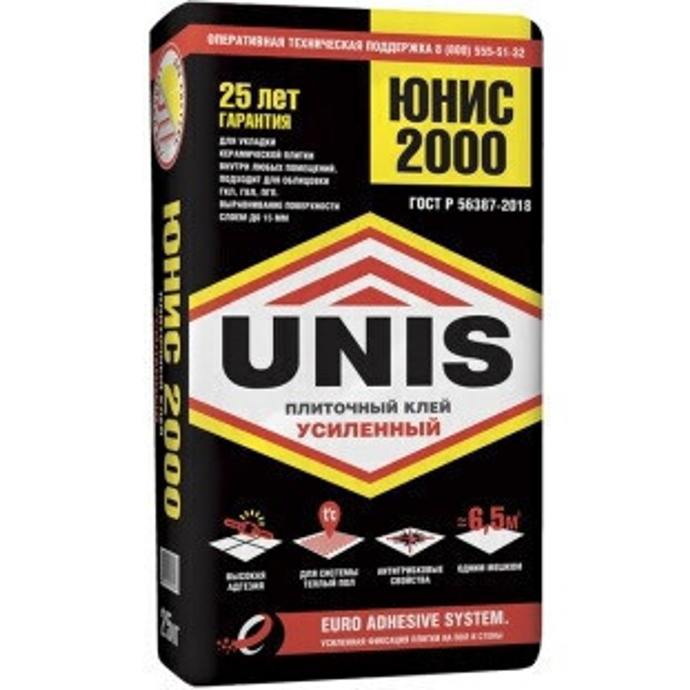 Клей плиточный Unis 2000 усиленный 5 кг