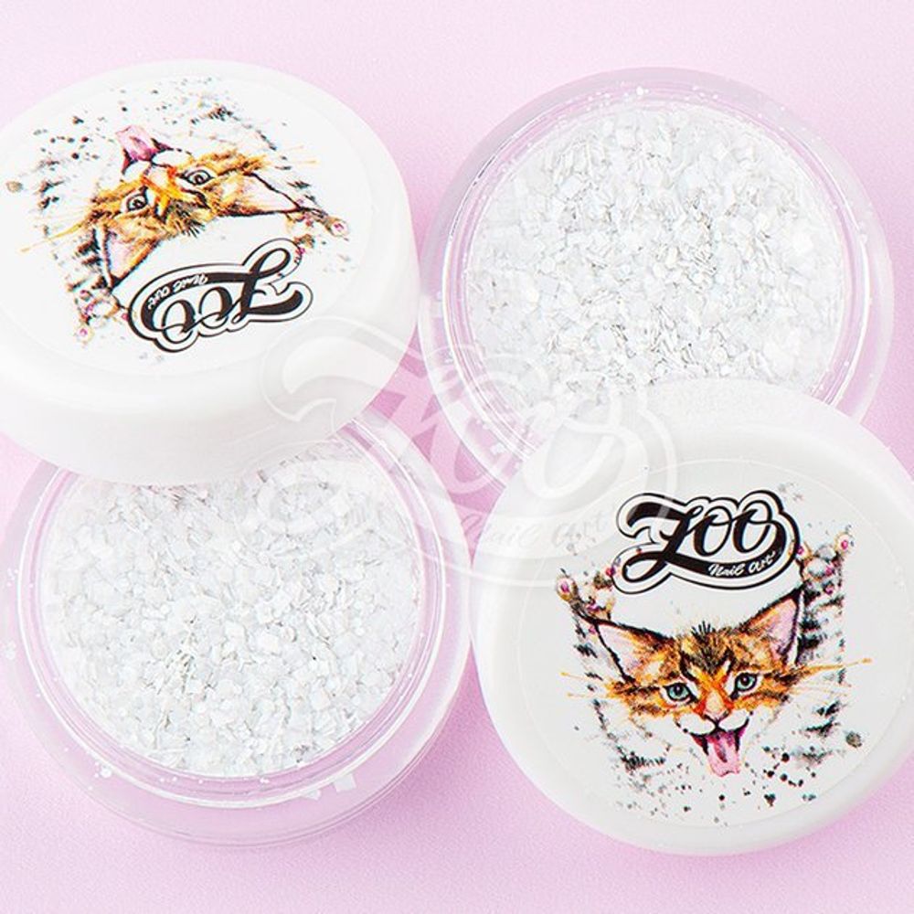 Zoo nail Конфетти "Хлопушка" для дизайна ногтей, белые