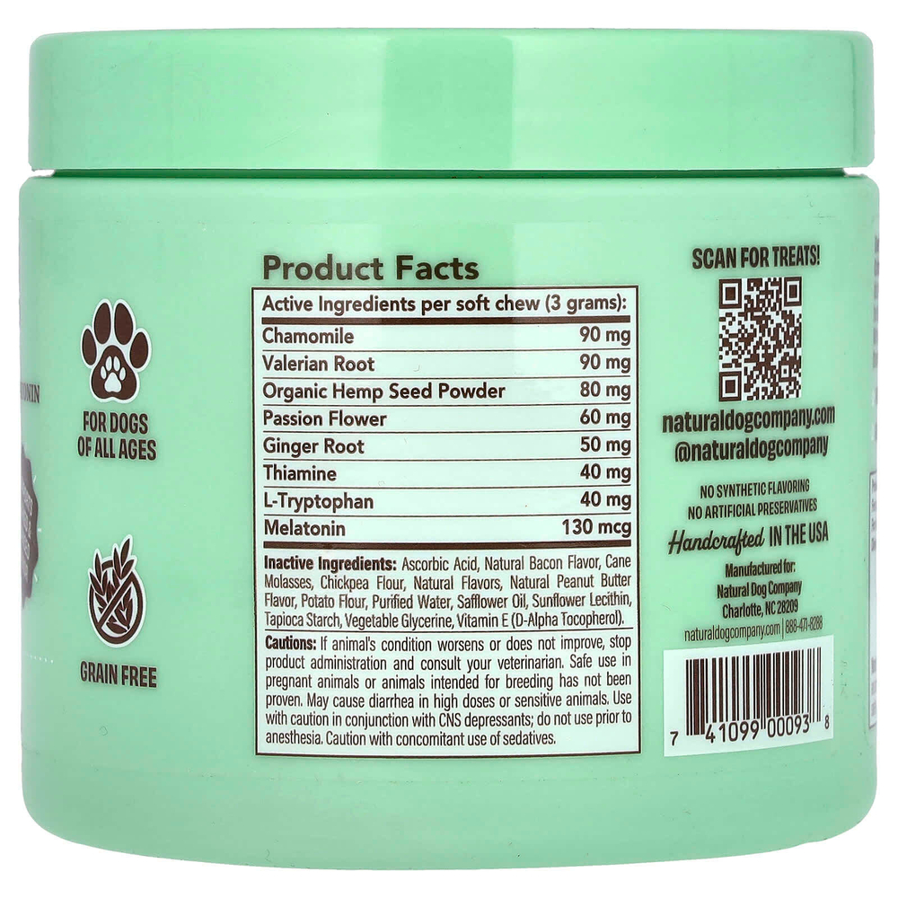 Natural Dog Company, успокаивающие жевательные таблетки, для собак всех возрастов, 90 жевательных таблеток, 270 г (9,5 унции)