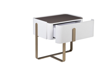 Тумбочка Garda Decor белая с металлическим каркасом и стеклянной столешницей