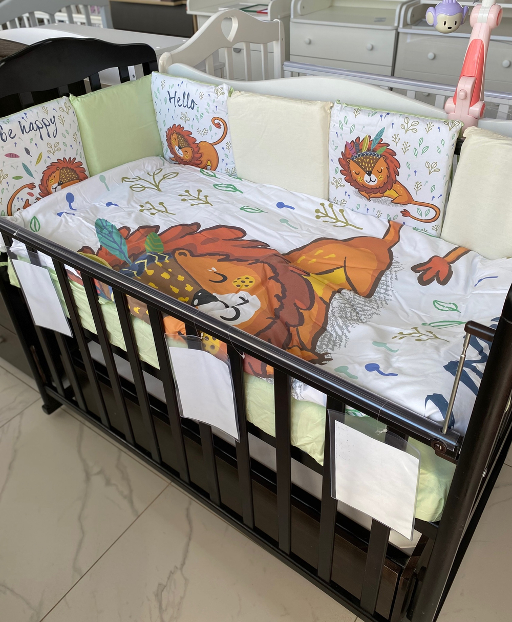 Комплект постельного белья 17-ти преметный Львята, салатый