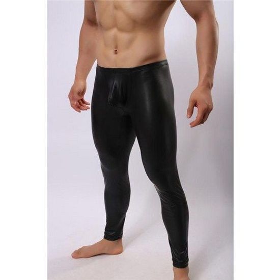 Мужские легинсы черные под кожу Shino Black