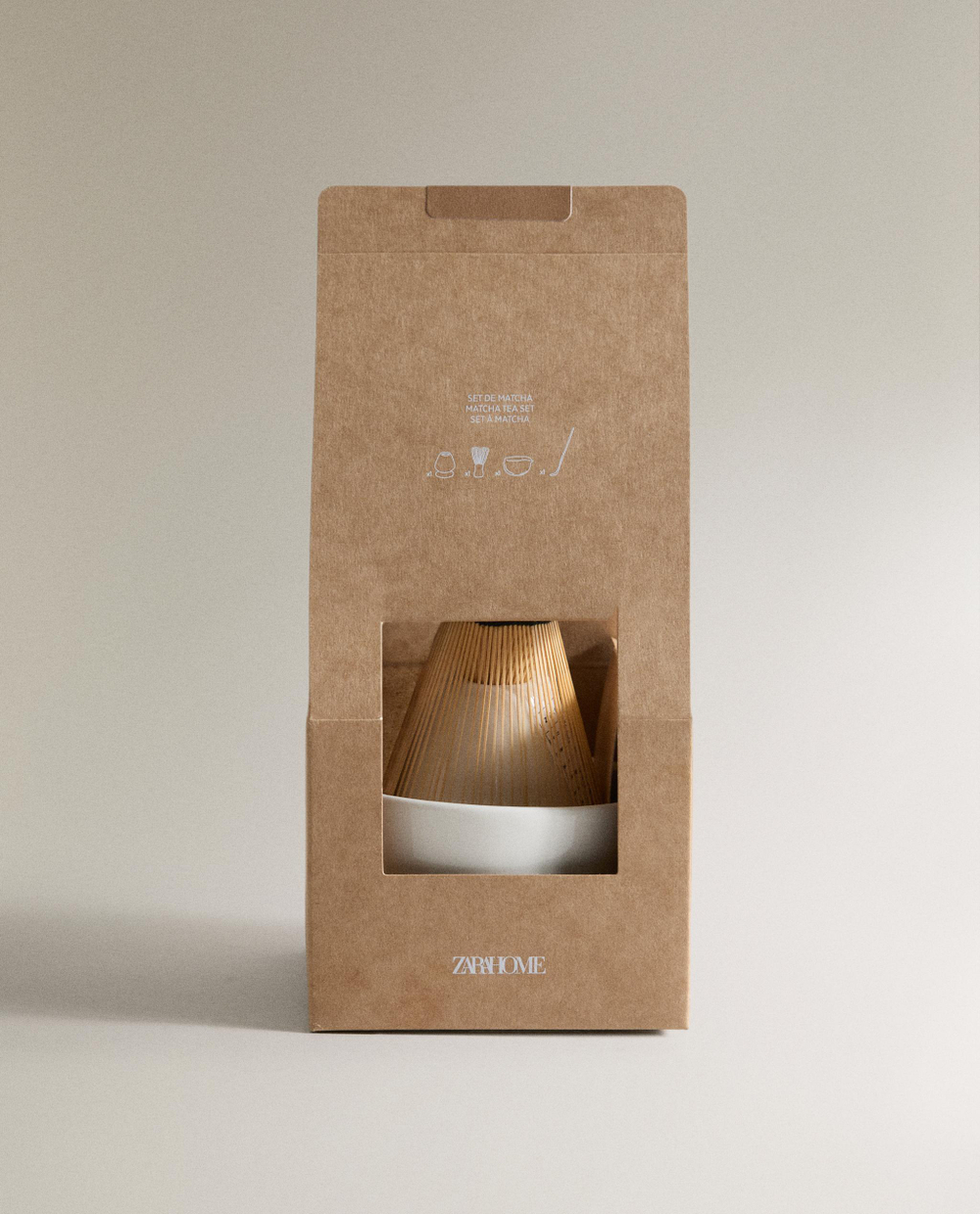 Zara Home набор для приготовления матчи из каменной керамики, цвет кремовый, 10.9 см