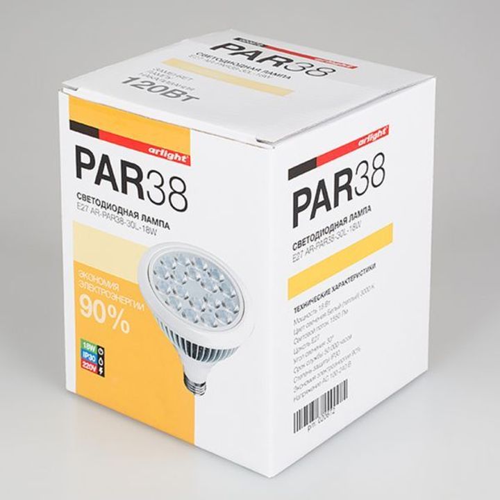 Лампа светодиодная Arlight E27 18W 4500K прозрачная AR-PAR38-30L-18W White 019720