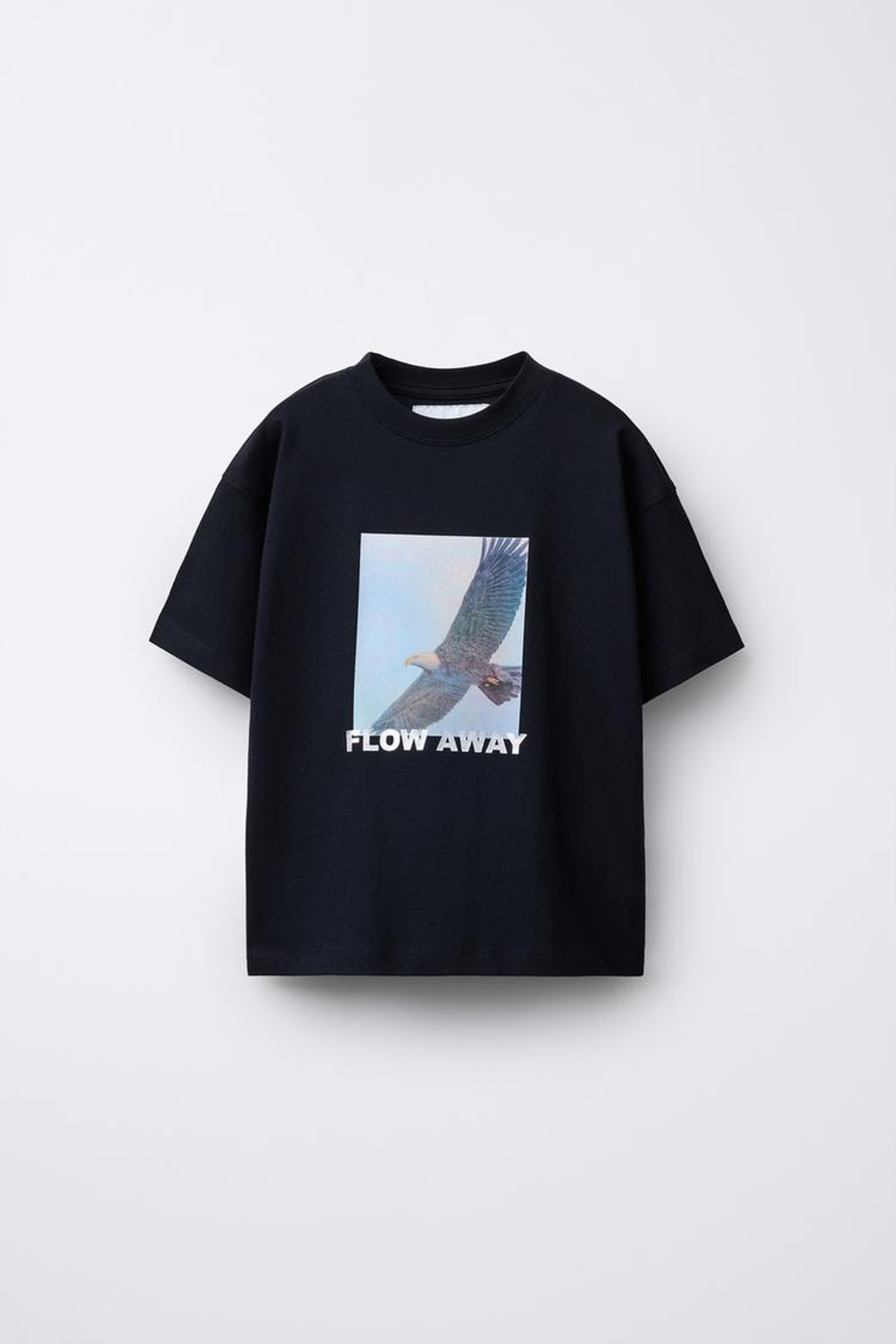 ZARA ФУТБОЛКА С ПРИНТОМ, ЧЕРНЫЙ