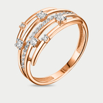 Кольцо женское из розового золота 585 пробы с фианитами (арт. 026411-1102)