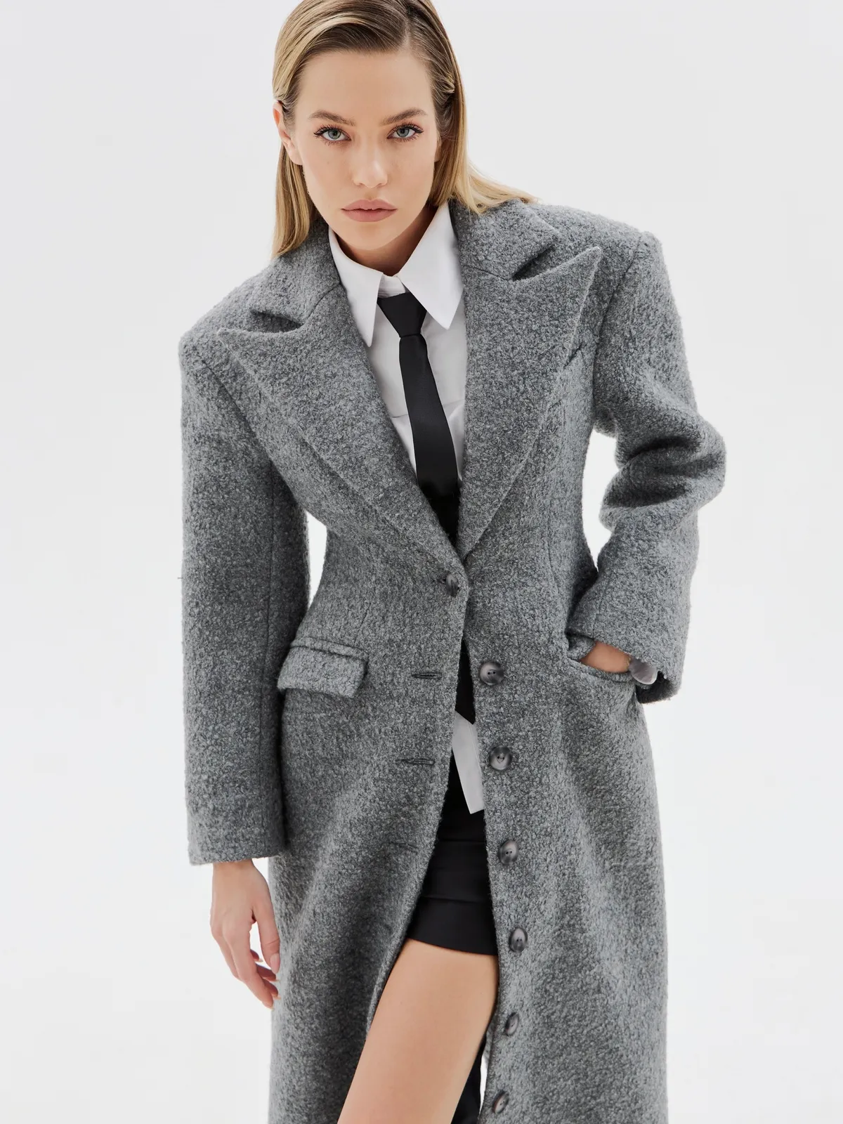 Пальто однобортное приталенное Grey