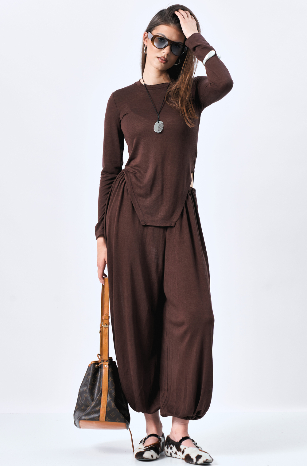 Брюки женские широкие 1199 шоколад