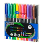 Ручка шариковая, масляная, Basir, цветные чернила, чёрный корпус, набор 12 шт