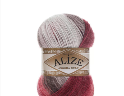 Пряжа ALIZE "Angora Gold Batik" 1984 коралл/кремовый