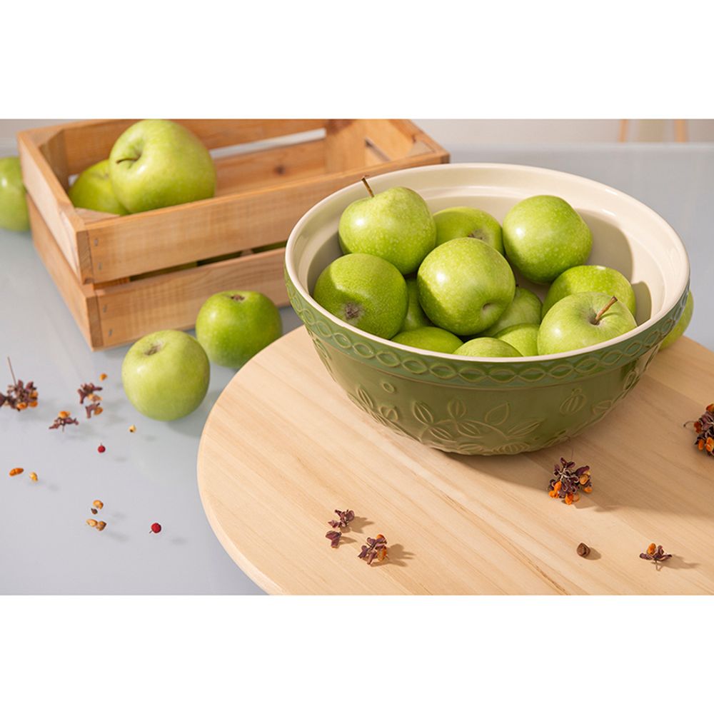 Миска зеленого цвета с рельефным узором Ягоды Тайги из коллекции Russian North, 2,5 л