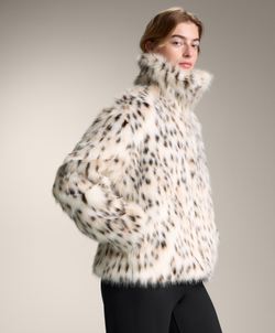 Oysho Шуба из искусственного меха с принтом, экрю