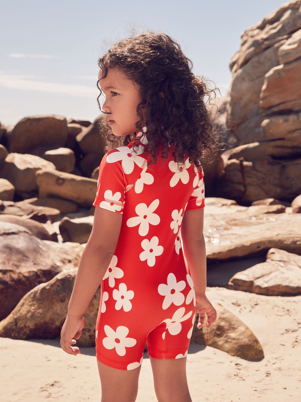 Купальник слитный на молнии для девочки Next AB7-036, Красный