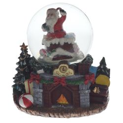 GAEM Фигурка в стекл. шаре с музыкой, эффектом вьюги и подсвет."Санта", D 10 см, L16 W13,5 H15,5 см