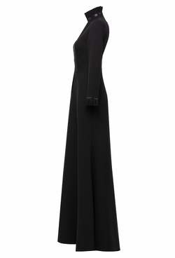 Длинное платье из крепа силуэт-рыбка черное 16-06-23 FW