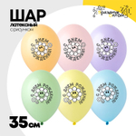 Шар латексный 35см С ДР! Ромашка (Ассорти)