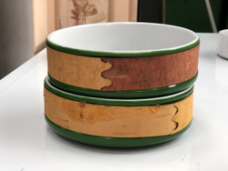 Пиала фарфоровая с берестой. Коллекция Бревно