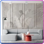 Фотообои Тропические листья на бетоне 300х270 см Luxury Walls AM39103