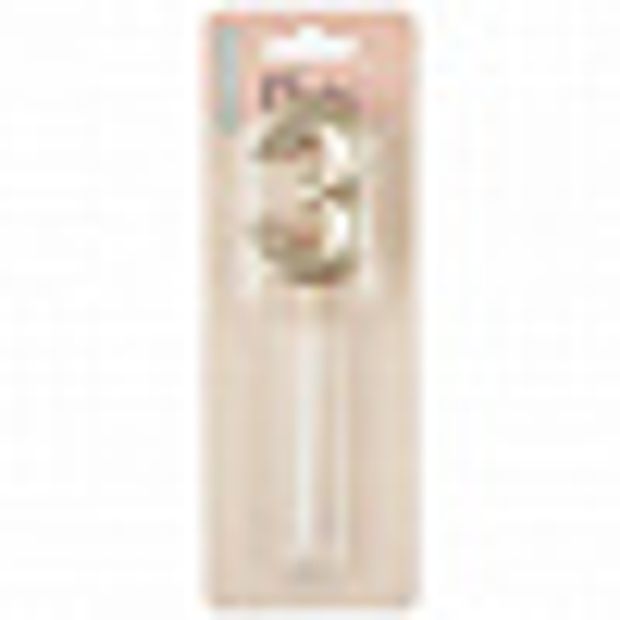 Свеча - цифра "Грани золото белое, металлик 3", с держателем, 3,5*5 + 7 см