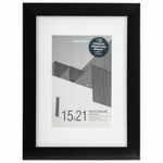 Рамка 15х21 см с паспарту 10х15 см небьющаяся, багет 20 мм, пластик, BRAUBERG "New Age", черная, 391273