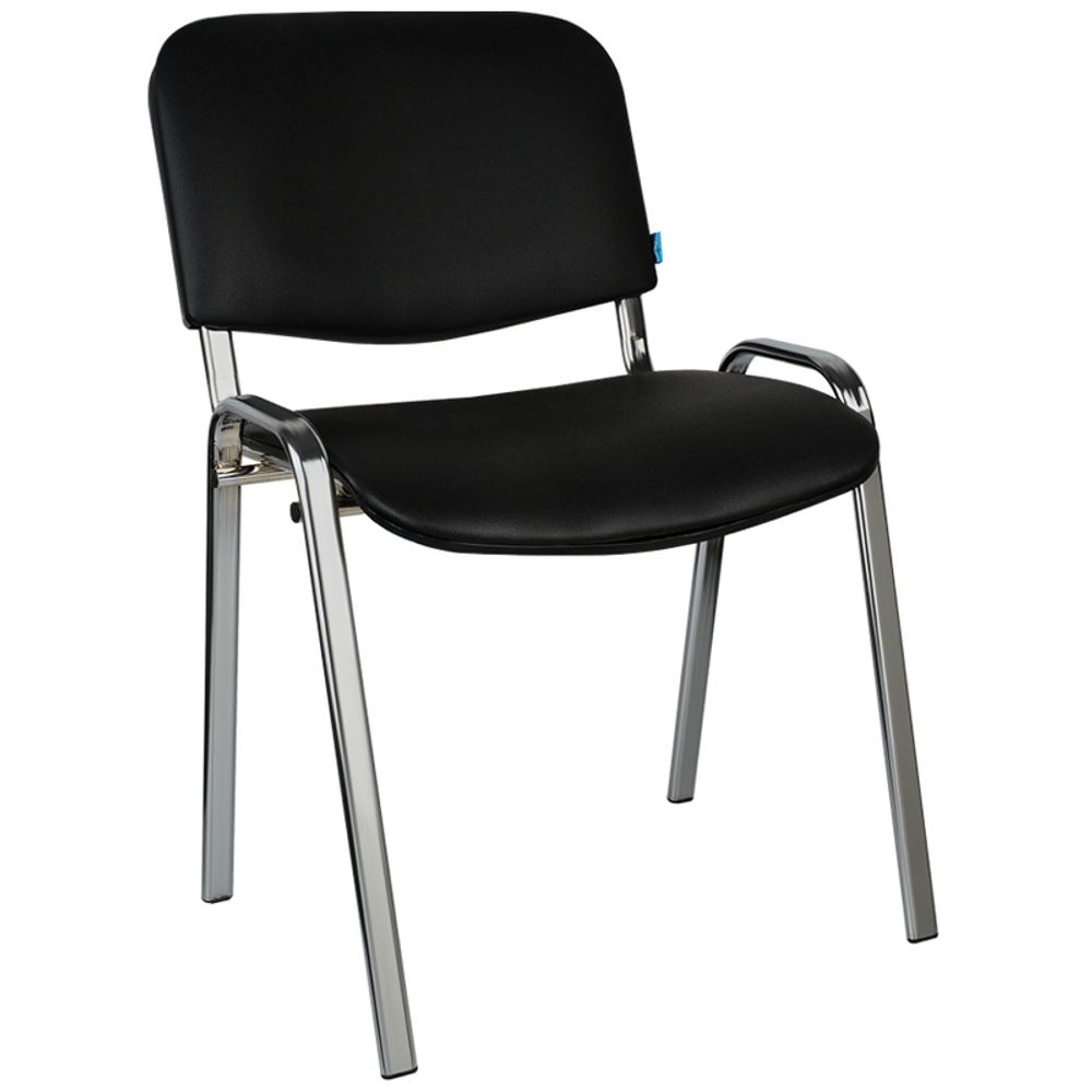 Стул Helmi "Изо" HL-F01, офисный, каркас хром, кожзам, до 90кг, черный