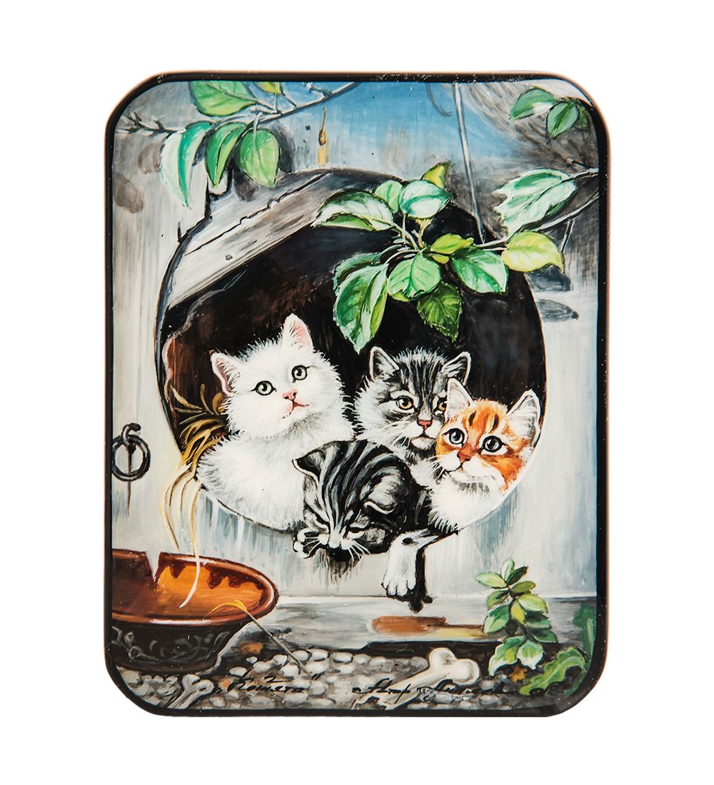 Народные промыслы ШК-55/129-B Шкатулка «Котята» Лидяева Л.