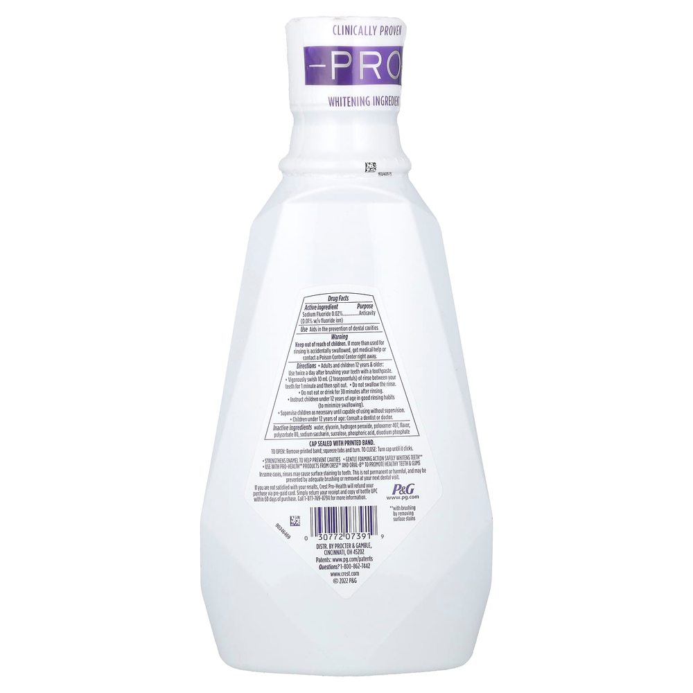 Crest, 3D White, ополаскиватель для рта с фторидом, против кариеса, блеск, без спирта, 946 мл (32 жидк. унции)