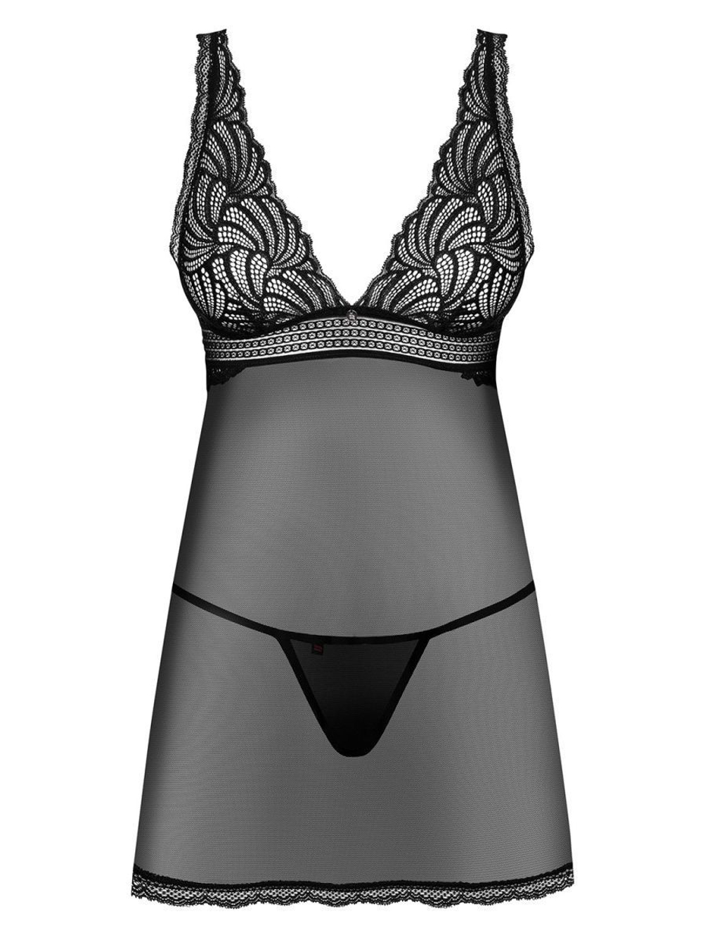 Эффектная коротенькая сетчатая сорочка Sweetia (Размер: XL-XXL) (Цвет: черный)