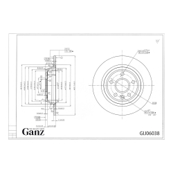 Диск тормозной GANZ задний с покрытием FORD Mondeo IV / Galaxy II / S-Max / Kuga 08 Арт.: GIJ06038