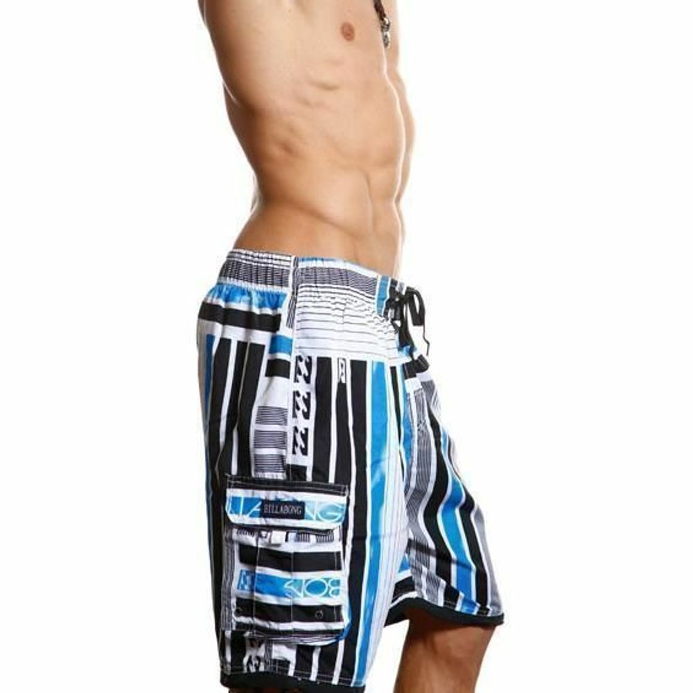 Мужские пляжные шорты Super Dy в голубо-серую полоску