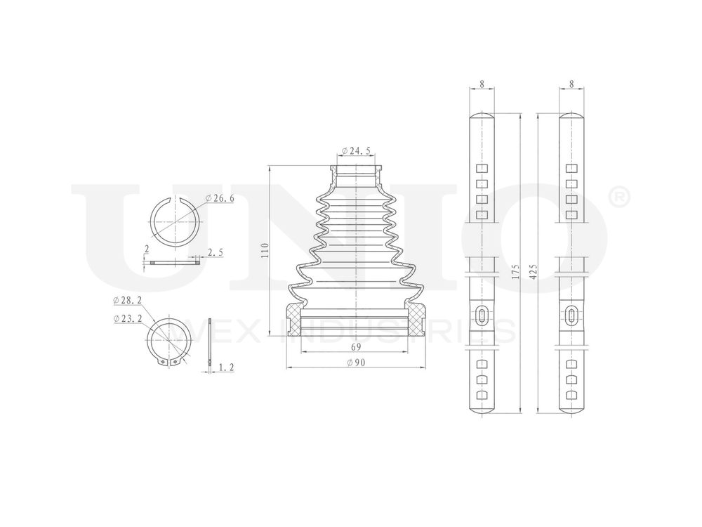 Пыльник ШРУСа (к-т) UNIO DUC-30070K