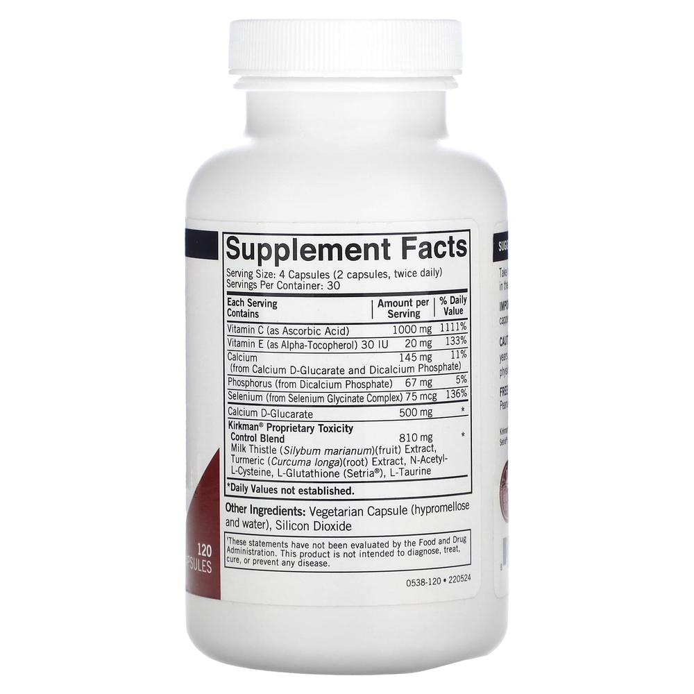 Kirkman Labs, контроль токсичности с L-глутатионом Setria, 120 капсул
