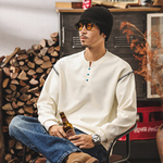 Толстовка с воротником в американском стиле ретро, мужская весенне-осенняя новая модная мужская футболка с длинными рукавами, свободный повседневный топ