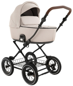 Детская коляска Roan Bass Next Classic Кожа d12 3 в 1 с автокреслом Elo Black RCL301/1 Island Stone