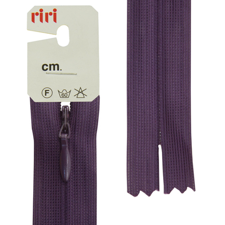 Молния потайная неразъемная (пластик) (Riri, Ткань/пластик, Баклажановая темная тесьма 30689, 18)