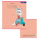 Тетрадь 12л., клетка, Alingar, скрепка, блок офсет, 100% белизна, мелованный картон (стандарт), "Милые девочки"
