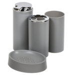 Набор для ванной 4 пр, Аника, сер, пластик, стак,подс д/зуб щет,дозат д/мыла,мыл-ца, Y9-078