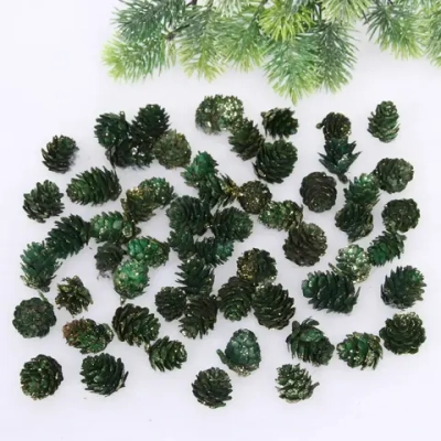 Композиция для декора «Лесные шишки» 10*10*11 см (120гр), изумруд