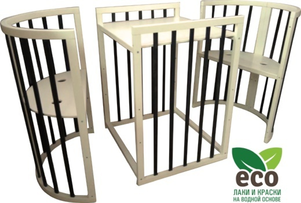 Детская кровать "Соня 02" ОВАЛЬНАЯ 8 в 1 Колесо ВЕНГЕ-СЛОН КОСТЬ (75*125)