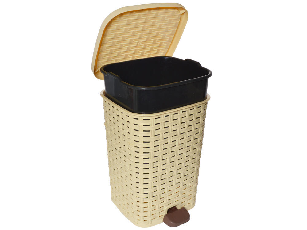 Ведро для мусора 12л с педалью "Плетеное", цвет микс