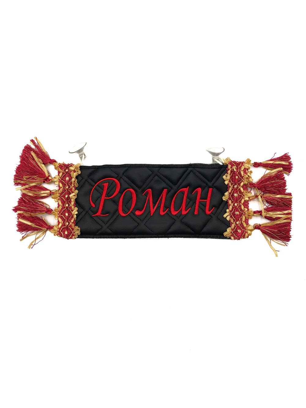 Карман Роман (черный с красной вышивкой, экокожа)