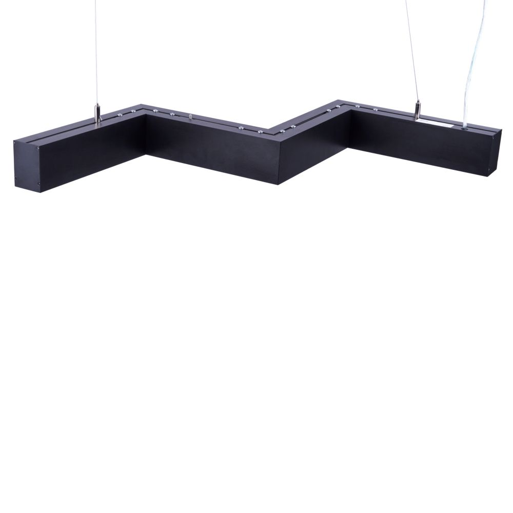 ULO-K19A 28W-4000K-Z30-120 IP40 BLACK Светильник линейный светодиодный подвесной. Зигзагообразный. профиль 50х70мм. Белый свет 4000K. 3000Лм. Алюминий. Цвет черный. TM Uniel