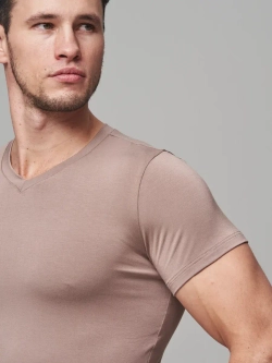 Футболка V-вырез однотонная облегающая