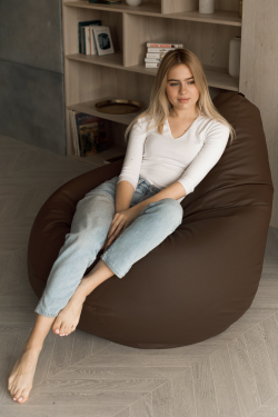 Кресло Мешок Груша Коричневая ЭкоКожа (3XL, Классический)