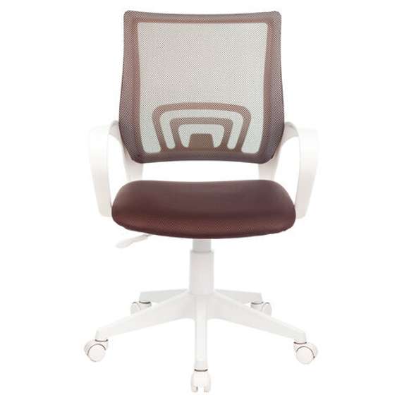 Кресло BRABIX &quot;Fly MG-396W&quot;, с подлокотниками, пластик белый, сетка, коричневое, 532398