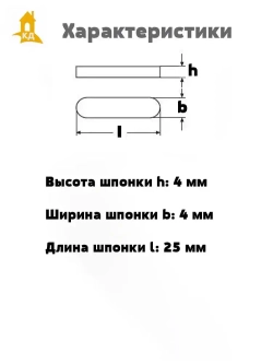 Шпонка призматическая 4х4х25 DIN 6885А, 10 шт.