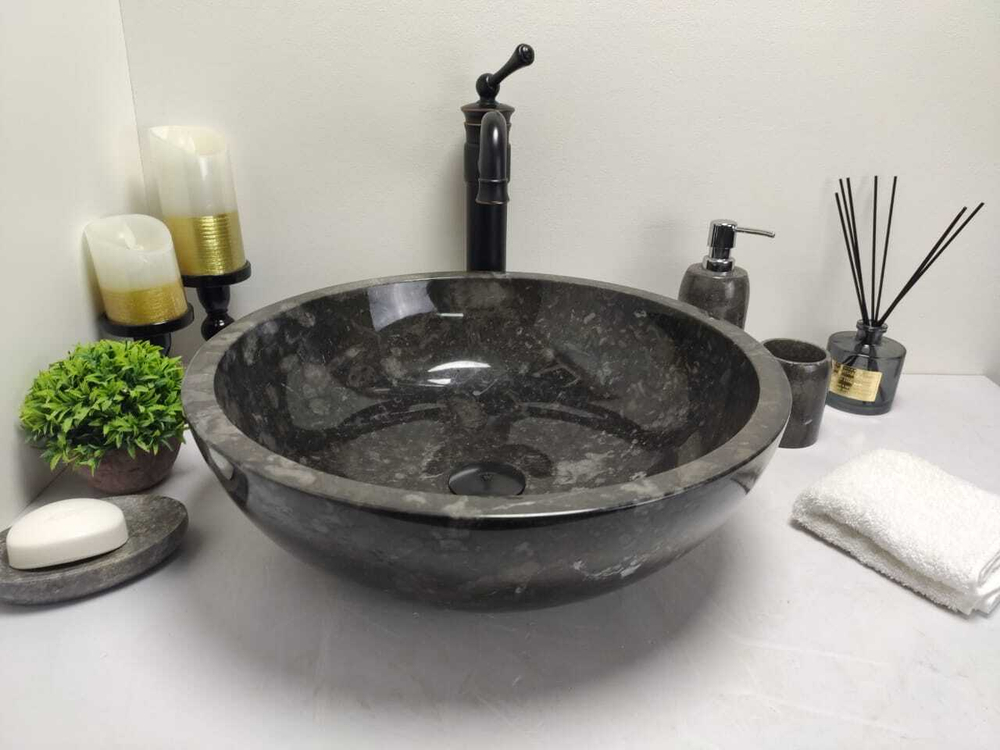 Раковина из мрамора Bowl Black Medium BM-60259 45*45*15