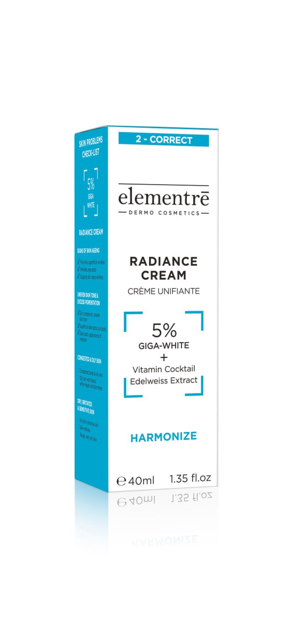 Отбеливающий крем - 5% GIGA-WHITE RADIANCE CREAM 40 ml от Elementrè Dermo Cosmetics, Швейцария,  для кожи с пигментацией и постакне, для тусклой и уставшей кожи, для anti-age программ
